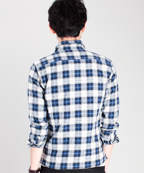 NANO universe（ナノユニバース）の「ツイルマドラススクウェアSH L/S（シャツ/ブラウス・メンズ・ブラック/チャコール/グリーン/ブルー/イエロー/レッド・MEDIUM/LARGE）」の9枚目の写真