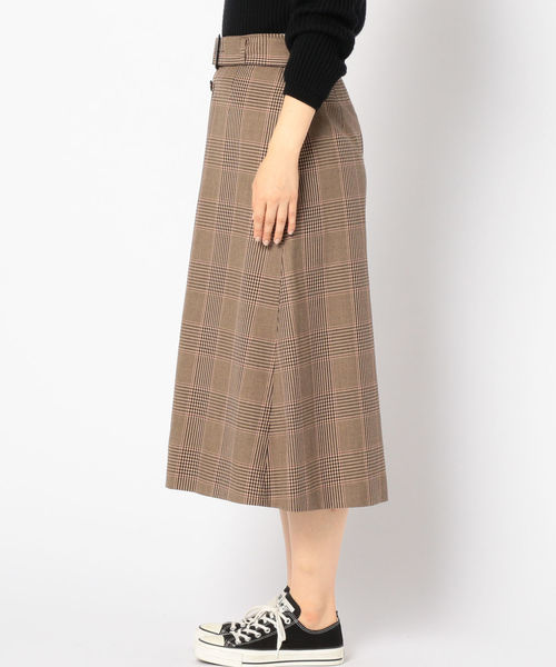 SHIPS グレンチェックボタンフレアスカート SHIPS（シップス）の「グレンチェックボタンフレアスカート