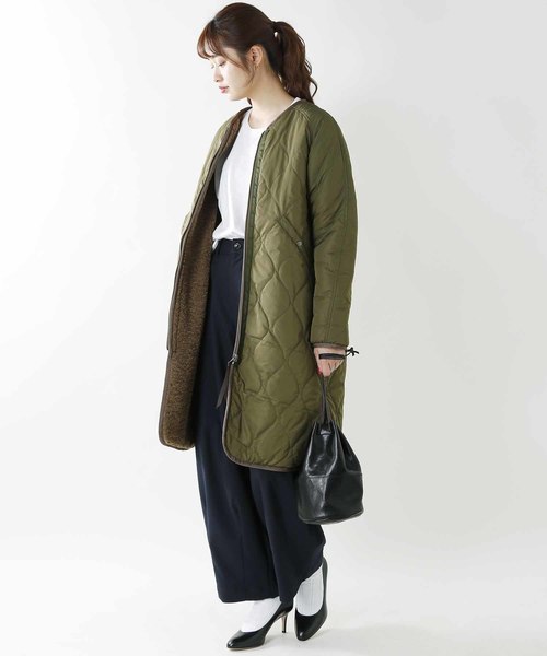 kha:ki(カーキ)の「「KHA:KI / カーキ」キルティング×ボアリバーシブルジャケット ロング(ダウンジャケット/コート・レディース・カーキ/モカ・1/2)」の10枚目の写真