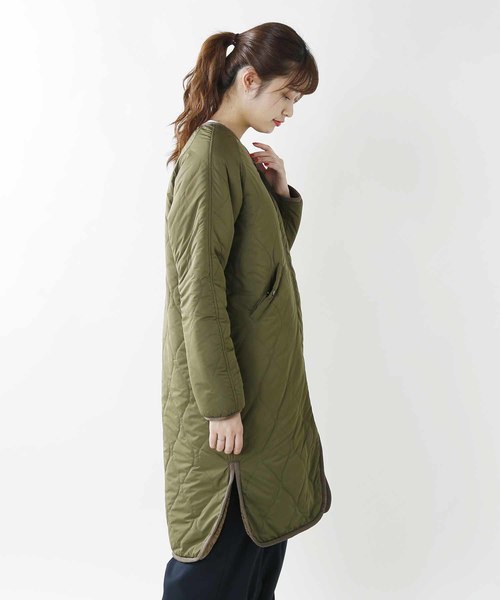 kha:ki(カーキ)の「「KHA:KI / カーキ」キルティング×ボアリバーシブルジャケット ロング(ダウンジャケット/コート・レディース・カーキ/モカ・1/2)」の4枚目の写真