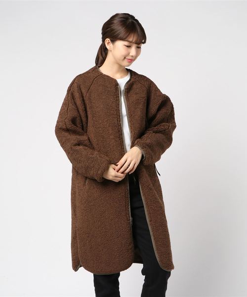 kha:ki(カーキ)の「「KHA:KI / カーキ」キルティング×ボアリバーシブルジャケット ロング(ダウンジャケット/コート・レディース・カーキ/モカ・1/2)」の6枚目の写真