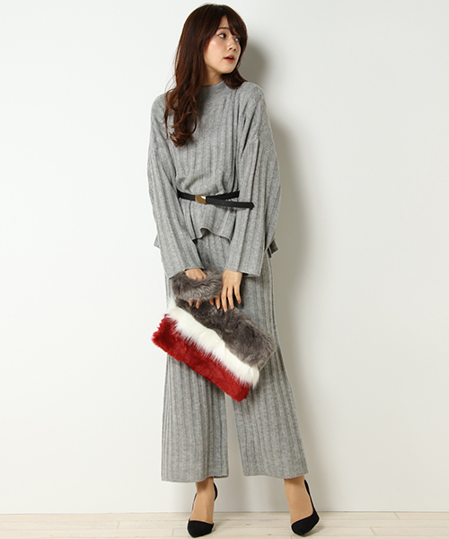 VENCEEXCHANGE（ヴァンスエクスチェンジ）の「太リブハイネックトップス（ニット/セーター・レディース・グレー/ブラック・M）」の2枚目の写真