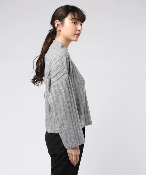 VENCEEXCHANGE（ヴァンスエクスチェンジ）の「太リブハイネックトップス（ニット/セーター・レディース・グレー/ブラック・M）」の5枚目の写真