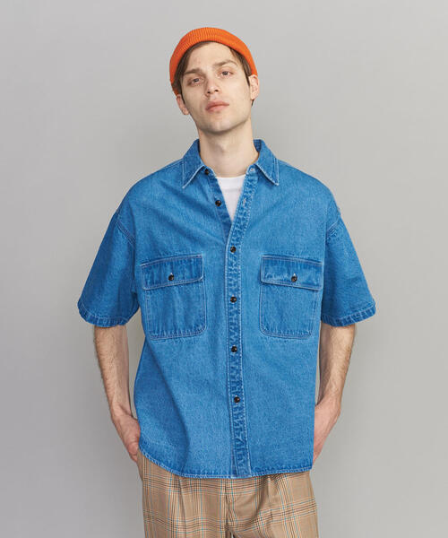 BEAUTY&YOUTH UNITED ARROWS（ビューティーアンドユースユナイテッドアローズ）の「【WEB限定】 by デニム ワイド ショートスリーブ シャツ ◆（シャツ/ブラウス・メンズ・コバルトブルー/ネイビー・L/S/M/XL）」の2枚目の写真