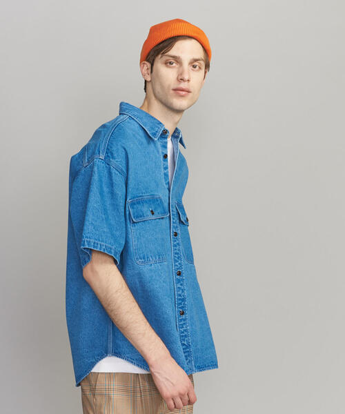 BEAUTY&YOUTH UNITED ARROWS（ビューティーアンドユースユナイテッドアローズ）の「【WEB限定】 by デニム ワイド ショートスリーブ シャツ ◆（シャツ/ブラウス・メンズ・コバルトブルー/ネイビー・L/S/M/XL）」の4枚目の写真