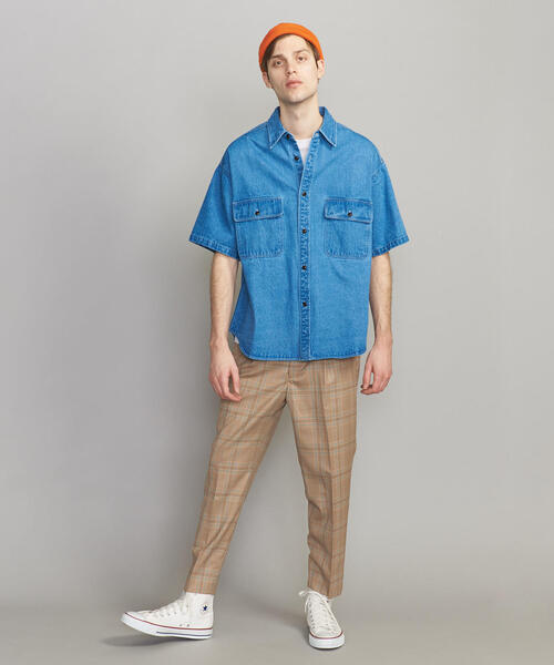 新品BEAUTY&YOUTH ネイビー 半袖シャツ L ビームス アローズ BEAUTY&YOUTH UNITED ARROWS（ビューティーアンドユース