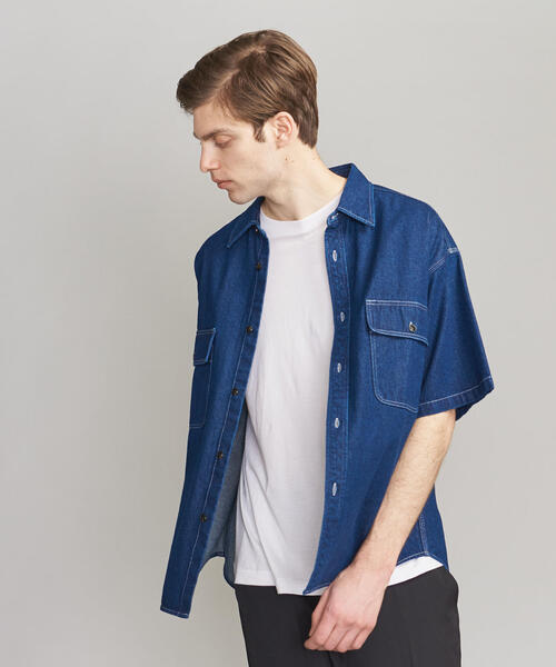 BEAUTY&YOUTH UNITED ARROWS（ビューティーアンドユースユナイテッドアローズ）の「【WEB限定】 by デニム ワイド ショートスリーブ シャツ ◆（シャツ/ブラウス・メンズ・コバルトブルー/ネイビー・L/S/M/XL）」の17枚目の写真