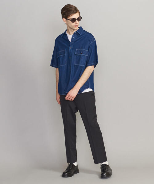 BEAUTY&YOUTH UNITED ARROWS（ビューティーアンドユースユナイテッドアローズ）の「【WEB限定】 by デニム ワイド ショートスリーブ シャツ ◆（シャツ/ブラウス・メンズ・コバルトブルー/ネイビー・L/S/M/XL）」の12枚目の写真