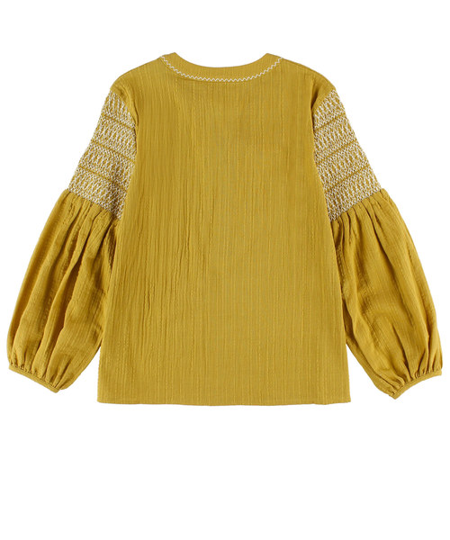 ALEXIA STAM（アリシアスタン）の「Embroidered Balloon Sleeve Shirt/刺繍バルーンスリーブシャツ（シャツ/ブラウス・レディース・ブラック/マスタード・FREE）」の4枚目の写真