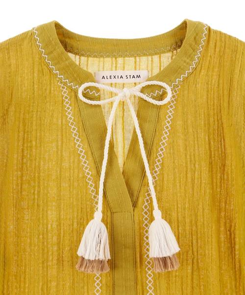 ALEXIA STAM（アリシアスタン）の「Embroidered Balloon Sleeve Shirt/刺繍バルーンスリーブシャツ（シャツ/ブラウス・レディース・ブラック/マスタード・FREE）」の9枚目の写真