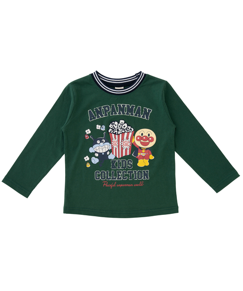 ANPANMAN KIDS COLLECTION(アンパンマンキッズコレクション)の「【アンパンマン】ポップコーン長袖Tシャツ(Tシャツ/カットソー)」|グリーン