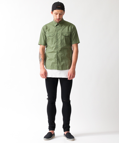 MONKEY TIME（モンキータイム）の「MT∴ ブロード サイドジップ ユーティリティーシャツ◆（シャツ/ブラウス・メンズ・オフホワイト/オリーブ・LARGE/SMALL/X-LARGE/MEDIUM）」の13枚目の写真
