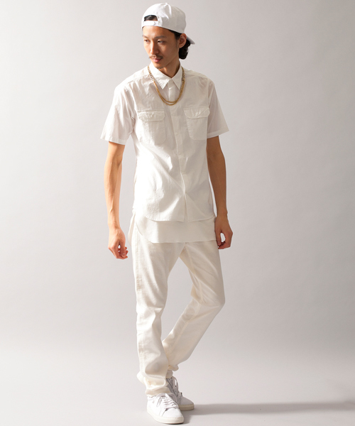 MONKEY TIME（モンキータイム）の「MT∴ ブロード サイドジップ ユーティリティーシャツ◆（シャツ/ブラウス・メンズ・オフホワイト/オリーブ・LARGE/SMALL/X-LARGE/MEDIUM）」の3枚目の写真