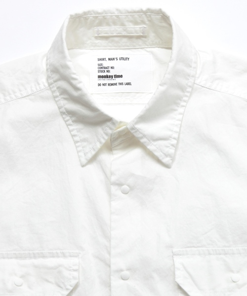 MONKEY TIME（モンキータイム）の「MT∴ ブロード サイドジップ ユーティリティーシャツ◆（シャツ/ブラウス・メンズ・オフホワイト/オリーブ・LARGE/SMALL/X-LARGE/MEDIUM）」の4枚目の写真
