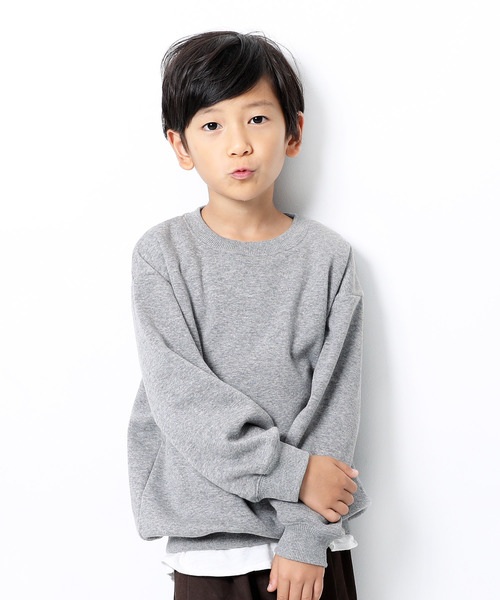 devirock（デビロック）の「裏シャギービッグシルエットトレーナー（スウェット・キッズ・ブラック/ダークグリーン/モカ/ラベンダー/杢グレー/ブルー系その他/パープル系その他/ダークベージュ・110cm/100cm/120cm/130cm/140cm/150cm/160cm）」の3枚目の写真