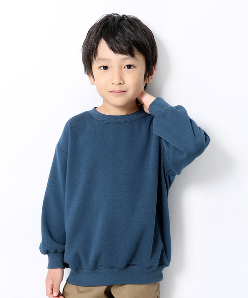 devirock（デビロック）の「裏シャギービッグシルエットトレーナー（スウェット・キッズ・ブラック/ダークグリーン/モカ/ラベンダー/杢グレー/ブルー系その他/パープル系その他/ダークベージュ・110cm/100cm/120cm/130cm/140cm/150cm/160cm）」の6枚目の写真