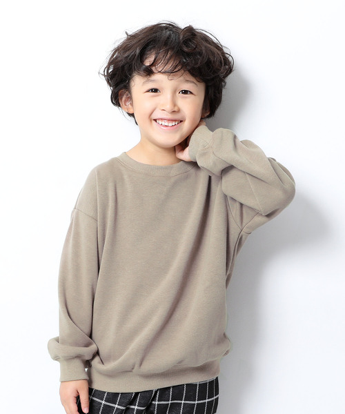 devirock（デビロック）の「裏シャギービッグシルエットトレーナー（スウェット・キッズ・ブラック/ダークグリーン/モカ/ラベンダー/杢グレー/ブルー系その他/パープル系その他/ダークベージュ・110cm/100cm/120cm/130cm/140cm/150cm/160cm）」の5枚目の写真