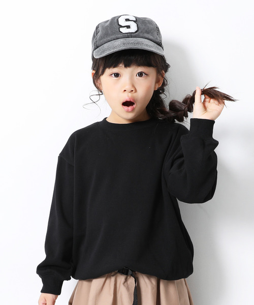 devirock（デビロック）の「裏シャギービッグシルエットトレーナー（スウェット・キッズ・ブラック/ダークグリーン/モカ/ラベンダー/杢グレー/ブルー系その他/パープル系その他/ダークベージュ・110cm/100cm/120cm/130cm/140cm/150cm/160cm）」の2枚目の写真