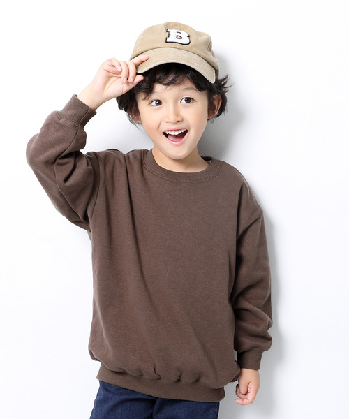 devirock（デビロック）の「裏シャギービッグシルエットトレーナー（スウェット・キッズ・ブラック/ダークグリーン/モカ/ラベンダー/杢グレー/ブルー系その他/パープル系その他/ダークベージュ・110cm/100cm/120cm/130cm/140cm/150cm/160cm）」の4枚目の写真