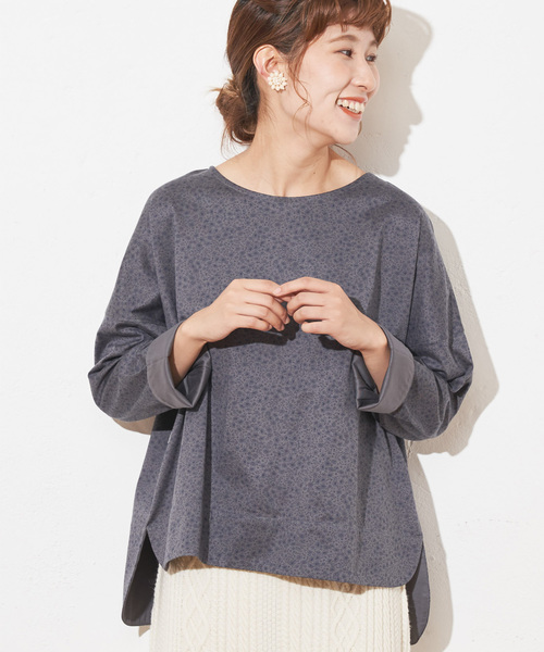 PUAL CE CIN(ピュアルセシン)の「小花プリントプルオーバー(Tシャツ/カットソー・レディース・モカ/グレー/ネイビー/ブラウン・FREE)」の2枚目の写真