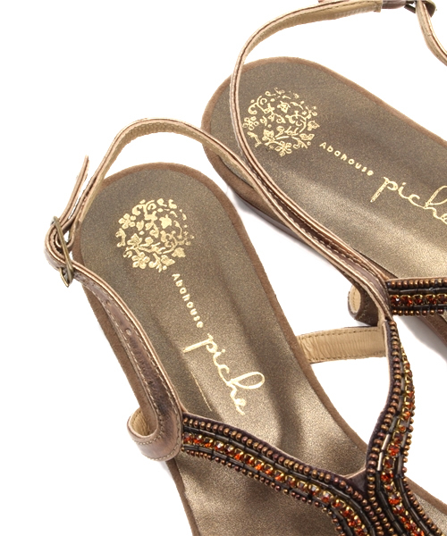 PICHE ABAHOUSE(ピシェ アバハウス)の「ビーズウェッジサンダル(サンダル・レディース・ブロンズ/その他/ゴールド・SMALL/LARGE/MEDIUM)」の4枚目の写真