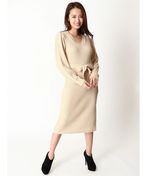 セール ネックウエストリボンニットワンピース ワンピース Duras デュラス のファッション通販 Zozotown