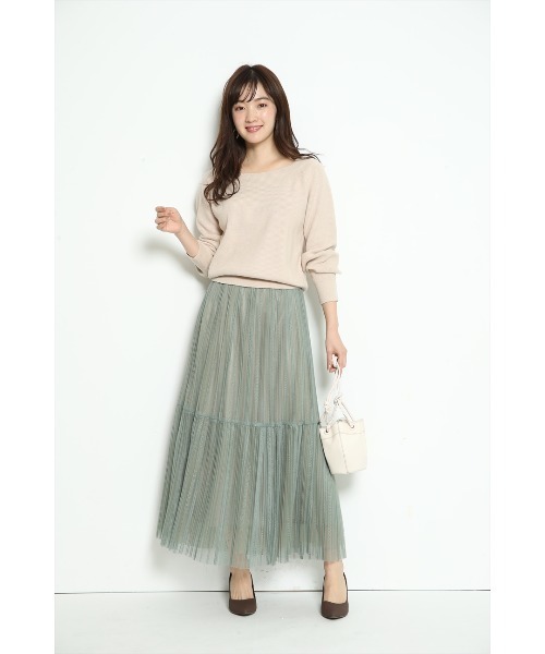 JUSGLITTY（ジャスグリッティー）の「オフショルニット＆チュール  