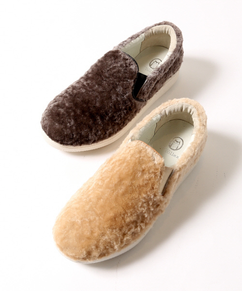 collex(コレックス)の「モコモコスリッポン(スニーカー・レディース・チャコールグレー/ベージュ・MEDIUM/LARGE)」の5枚目の写真