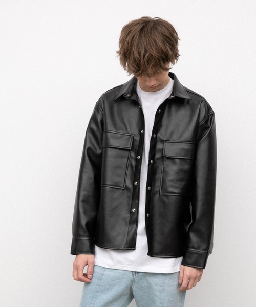 YARD PLUS(ヤードプリュス)の「YARD PLUS フェイクレザーCPOジャケット(テーラードジャケット・メンズ・ブラック・FREE)」の2枚目の写真