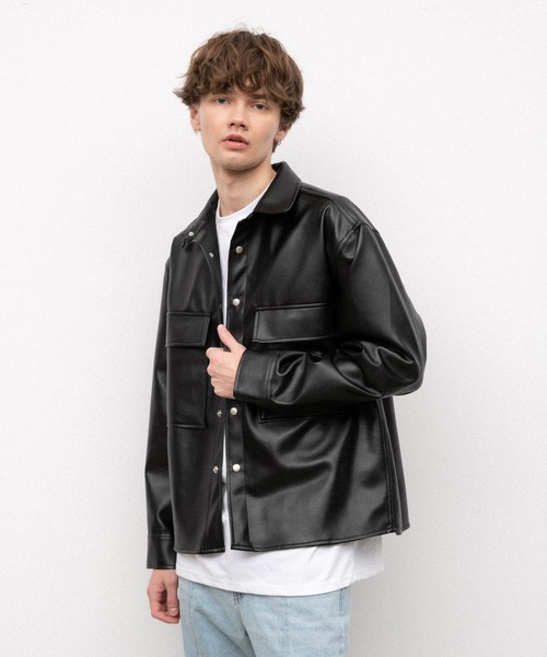 YARD PLUS(ヤードプリュス)の「YARD PLUS フェイクレザーCPOジャケット(テーラードジャケット・メンズ・ブラック・FREE)」の3枚目の写真