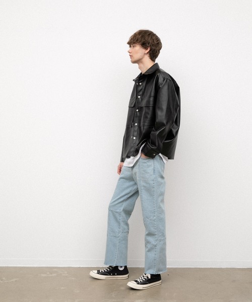 YARD PLUS(ヤードプリュス)の「YARD PLUS フェイクレザーCPOジャケット(テーラードジャケット・メンズ・ブラック・FREE)」の5枚目の写真