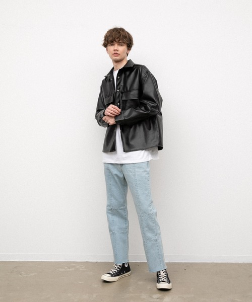 YARD PLUS(ヤードプリュス)の「YARD PLUS フェイクレザーCPOジャケット(テーラードジャケット・メンズ・ブラック・FREE)」の6枚目の写真