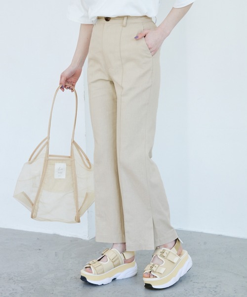 Heather（ヘザー）の「アサコンスリットスラックス　875922（スラックス・レディース・ベージュ/カーキ/アイボリー・SMALL/MEDIUM）」の2枚目の写真