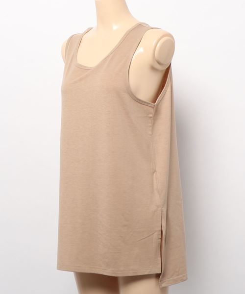KOBE LETTUCE（コウベレタス）の「サイドスリットタンクトップ（タンクトップ・レディース・オフホワイト/ベージュ/ブラック/カーキ・FREE）」の6枚目の写真