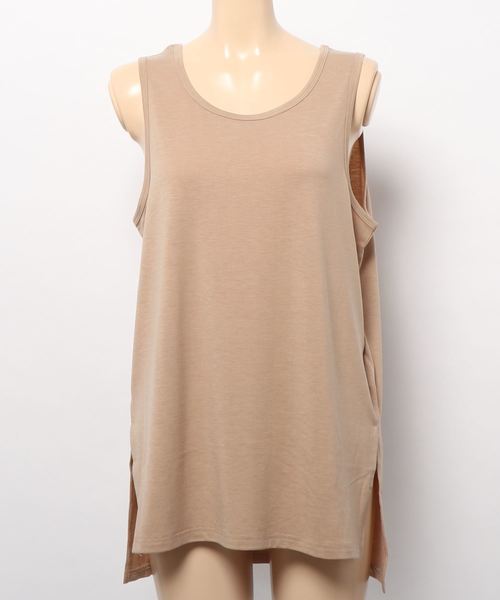 KOBE LETTUCE（コウベレタス）の「サイドスリットタンクトップ（タンクトップ・レディース・オフホワイト/ベージュ/ブラック/カーキ・FREE）」の7枚目の写真