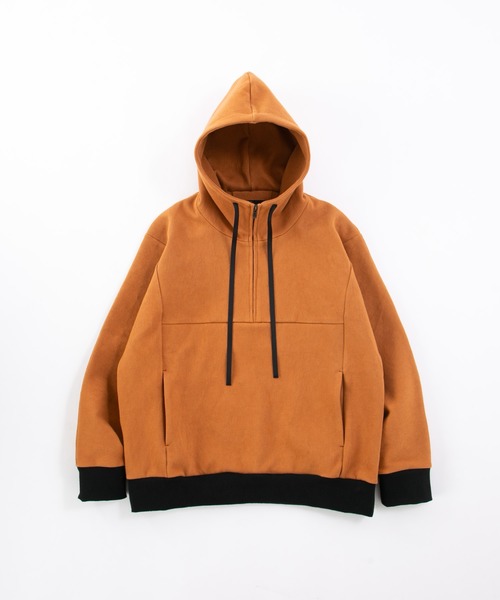 OURET(オーレット)の「硫化染ドビーストレッチ フードZIPプルオーバー(パーカー・メンズ・ブラック/テラコッタ・2/3)」の2枚目の写真