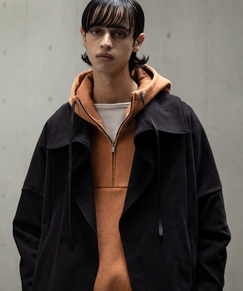 OURET(オーレット)の「硫化染ドビーストレッチ フードZIPプルオーバー(パーカー・メンズ・ブラック/テラコッタ・2/3)」の12枚目の写真