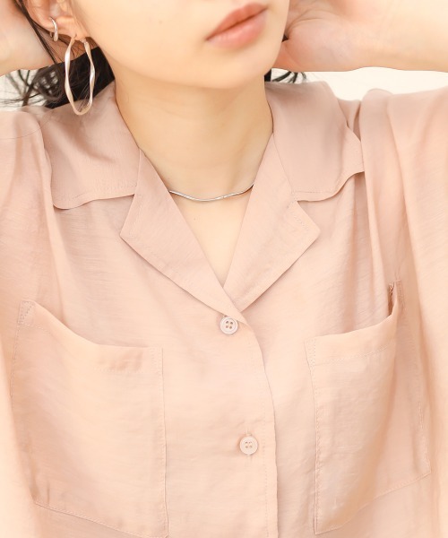 Bab（バブ）の「【WEB限定】オープンカラーシアーシャツ（シャツ/ブラウス・レディース・ミント/グレー/スモークピンク・38）」の11枚目の写真