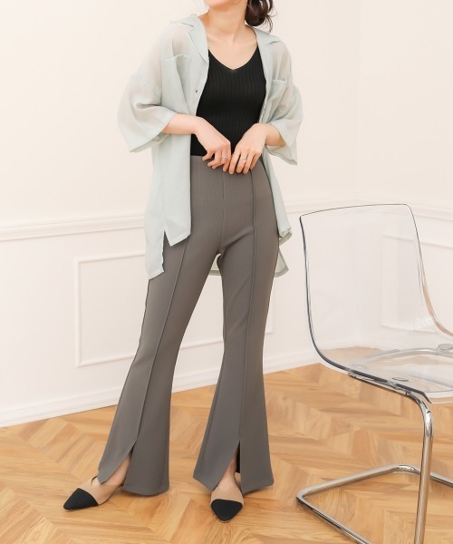 Bab（バブ）の「【WEB限定】オープンカラーシアーシャツ（シャツ/ブラウス・レディース・ミント/グレー/スモークピンク・38）」の12枚目の写真