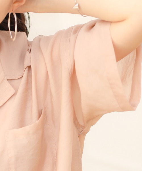 Bab（バブ）の「【WEB限定】オープンカラーシアーシャツ（シャツ/ブラウス・レディース・ミント/グレー/スモークピンク・38）」の16枚目の写真