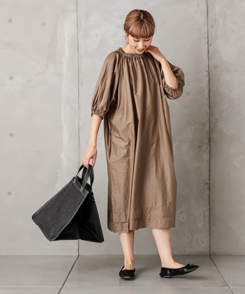 PUAL CE CIN（ピュアルセシン）の「【Du noir】ペーパー加工ワンピース（ワンピース・レディース・ブラック/グレー/キャメル・FREE）」の6枚目の写真