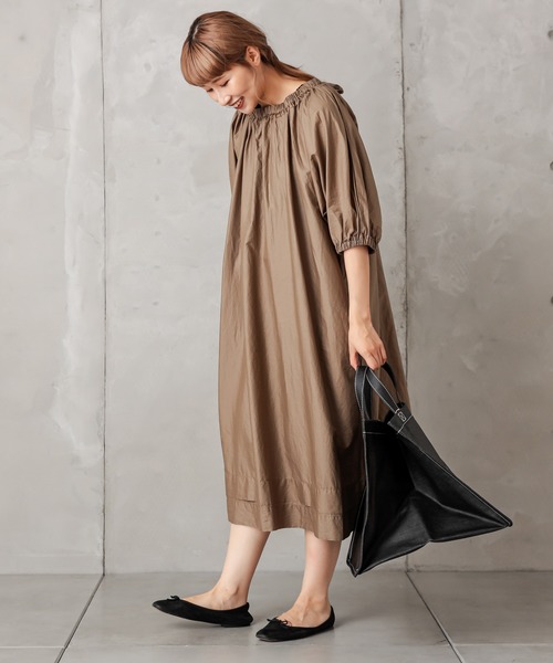 PUAL CE CIN（ピュアルセシン）の「【Du noir】ペーパー加工ワンピース（ワンピース・レディース・ブラック/グレー/キャメル・FREE）」の7枚目の写真