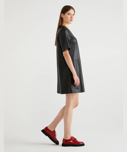 United ワンピース ドレス ワンピース Of Benetton ベネトンユナイテッドカラーズオブベネトン のファッション Benetton フェイクレザーポケットポイントワンピース ワンピース Benetton Colors