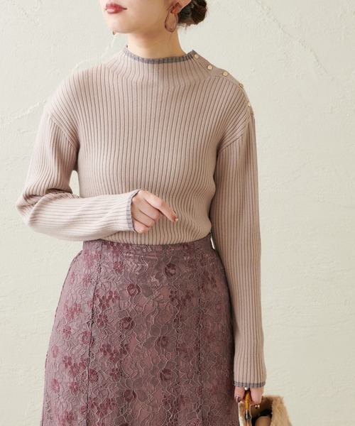 natural couture(ナチュラルクチュール)の「配色ラインリブニット(ニット/セーター・レディース・ブラック/ブラウン/アイボリー/ライトベージュ/レンガ・FREE)」の5枚目の写真