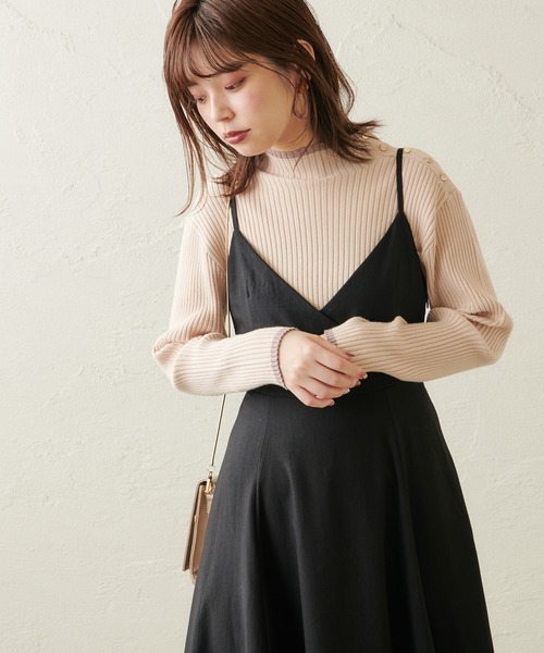 natural couture(ナチュラルクチュール)の「配色ラインリブニット(ニット/セーター・レディース・ブラック/ブラウン/アイボリー/ライトベージュ/レンガ・FREE)」の7枚目の写真