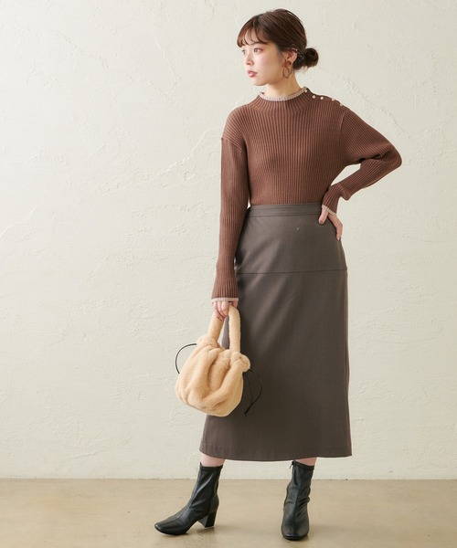 natural couture(ナチュラルクチュール)の「配色ラインリブニット(ニット/セーター・レディース・ブラック/ブラウン/アイボリー/ライトベージュ/レンガ・FREE)」の16枚目の写真