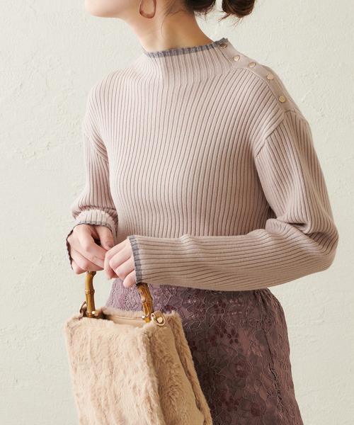 natural couture(ナチュラルクチュール)の「配色ラインリブニット(ニット/セーター・レディース・ブラック/ブラウン/アイボリー/ライトベージュ/レンガ・FREE)」の17枚目の写真
