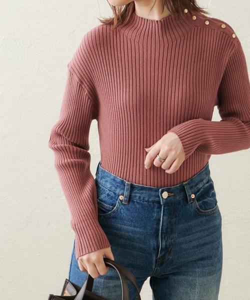 natural couture(ナチュラルクチュール)の「配色ラインリブニット(ニット/セーター・レディース・ブラック/ブラウン/アイボリー/ライトベージュ/レンガ・FREE)」の21枚目の写真