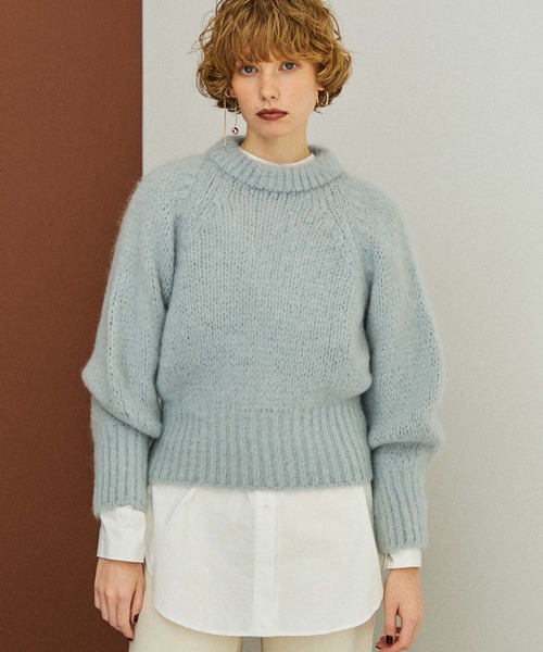 public tokyo モヘア ボリュームスリーブ ニット サックス PUBLIC TOKYO（パブリックトウキョウ）の「モヘアボリューム