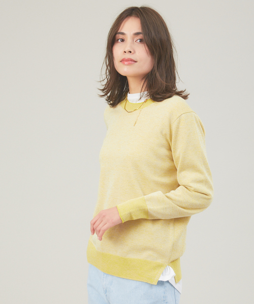 qualite(カリテ)の「バイカラーハイゲージニット/オフィスカジュアル(ニット/セーター・レディース・イエロー/ピンク系その他2/グリーン・フリー)」の2枚目の写真